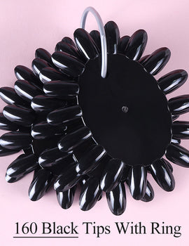 Natural Black False Tips For Nail Art Display Oval Fan Style Nail Swatch Polish Tips