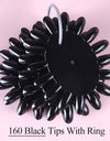 Natural Black False Tips For Nail Art Display Oval Fan Style Nail Swatch Polish Tips