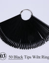 Natural Black False Tips For Nail Art Display Oval Fan Style Nail Swatch Polish Tips