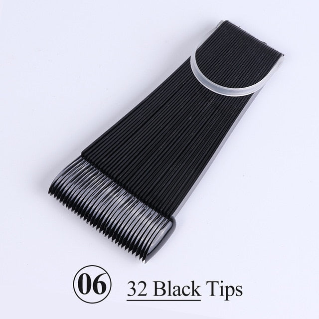 Natural Black False Tips For Nail Art Display Oval Fan Style Nail Swatch Polish Tips