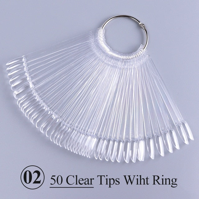 Natural Black False Tips For Nail Art Display Oval Fan Style Nail Swatch Polish Tips
