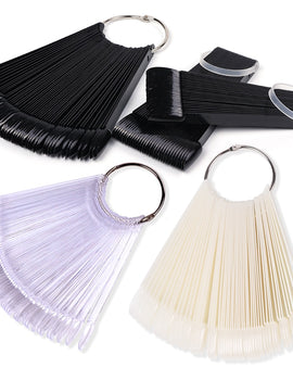 Natural Black False Tips For Nail Art Display Oval Fan Style Nail Swatch Polish Tips